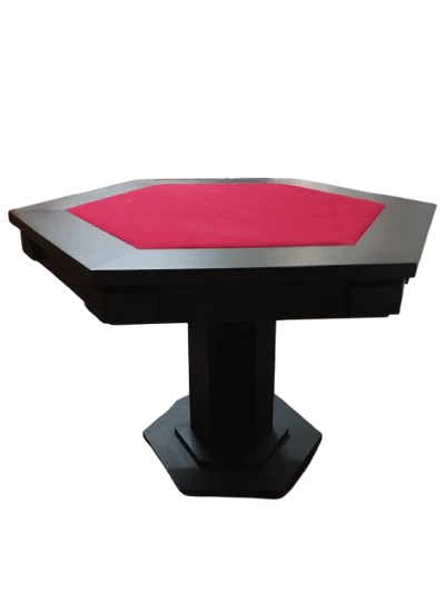 Mesa de Carteado Preta Sextavado com Gavetas
