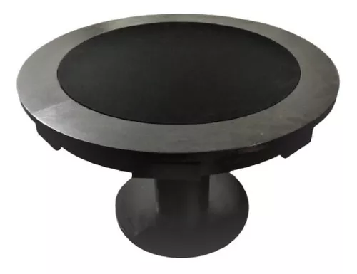 Mesa de Carteado Redondo Preto com Gavetas e Porta-copos
